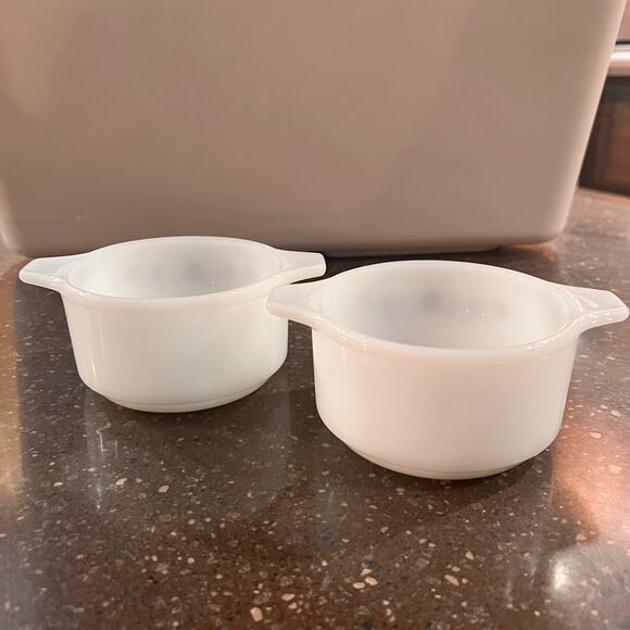 Dynaware Pyr-O-Rey Pyrex Milk Glass Brown Daisy Casserole Bowl Dish X 2 Vintage - Picture 3 of 5